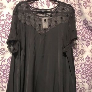 Torrid black polka dot mesh blouse womens plus size 4